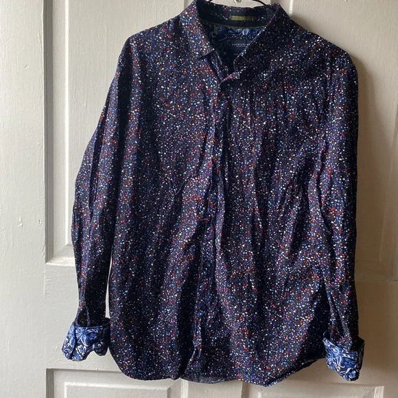 Denim & Flower Ricky Singh Mens Medium Floral Paisley Pattern Button Down Shirt - Picture 3 of 6